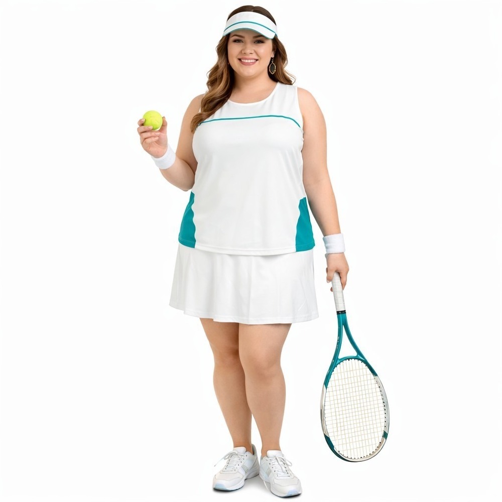 PRINCE Size XL Tennis Golf Athletic Racerback Tank Top Tagless White Teal Sporty